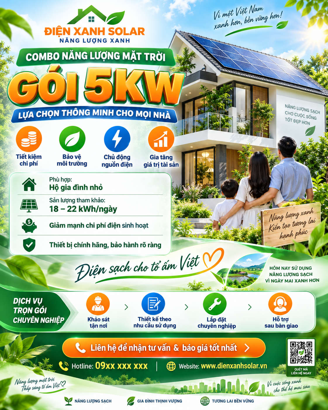 Gói điện mặt trời 5kw